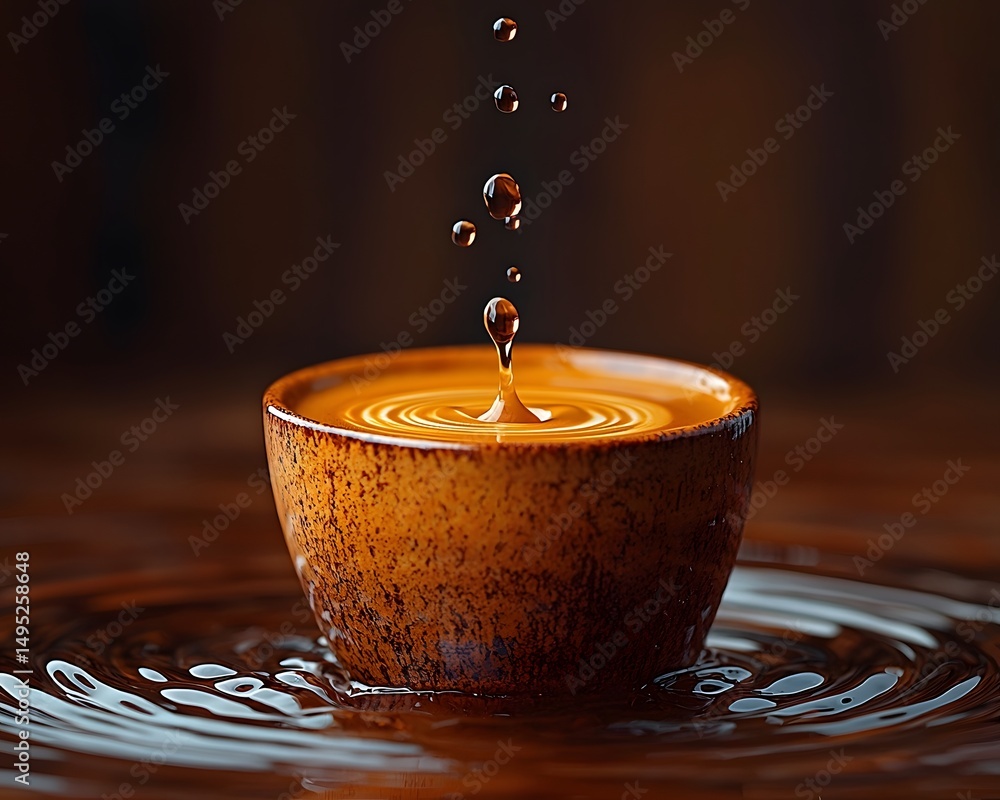 Aufkleber a water drop creating a mesmerizing ripple effect in a cup of coffee
