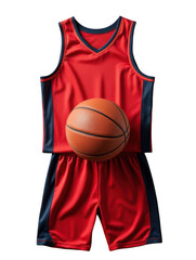 Red basketball uniform with ball