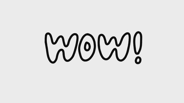Scribble Style Animation Wow Hand Drawn Text Effect in Black and White Background