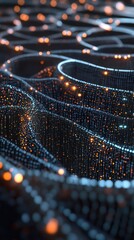 Abstract digital landscape; glowing data streams