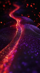 Abstract fiery path, glowing particles, dark background, digital art, phone wallpaper