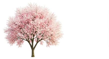 Obraz premium Blooming Tree with Pink Flowers Isolated on White Background
