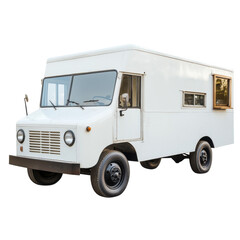 Classic White Food Truck for Mobile Dining Experiences on transparent background