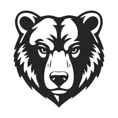 Bear head, wild animal emblem, fierce bear face, forest animal icon, vector illustration