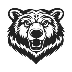 Bear head, wild animal emblem, fierce bear face, forest animal icon, vector illustration