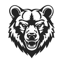 Bear head, wild animal emblem, fierce bear face, forest animal icon, vector illustration