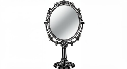 Ornate handheld oval mirror