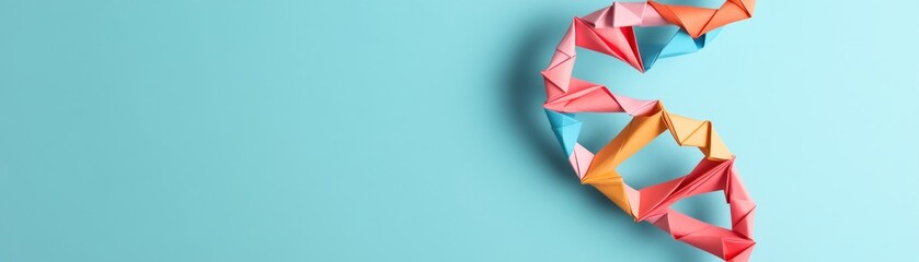 Origami DNA Structure on Blue Background, Genetics ,Science