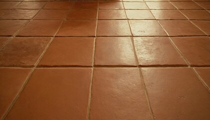 Warm Light Beam on Terracotta Tile Floor. 2