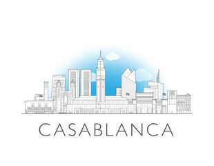 Casablanca, Morocco, cityscape illustration skyline drawing