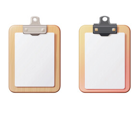 Set of clipboard with white sheet on white background
