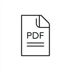 Modern PDF File Icon: Simple Black Line Document Symbol for Website and App UI