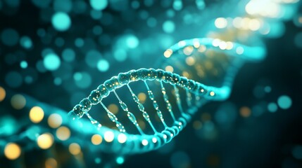 Teal DNA Strand with Bokeh, Science , Genetics
