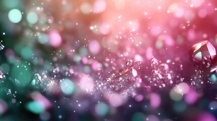 Colorful bokeh with sparkling crystals and vibrant light reflections created by ai technology in a dreamy atmosphere