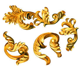 Golden baroque and  ornament elements
