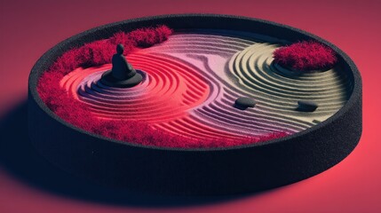 Fototapeta premium Serene Zen Meditation Scene in Minimalist 2D Flat Design Style