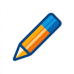 Modern Orange and Blue Pencil Icon: Flat Design for Website and App UI