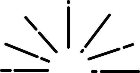 Doodle shine sunburst sparkle ray icon in line. isolated on transparent background