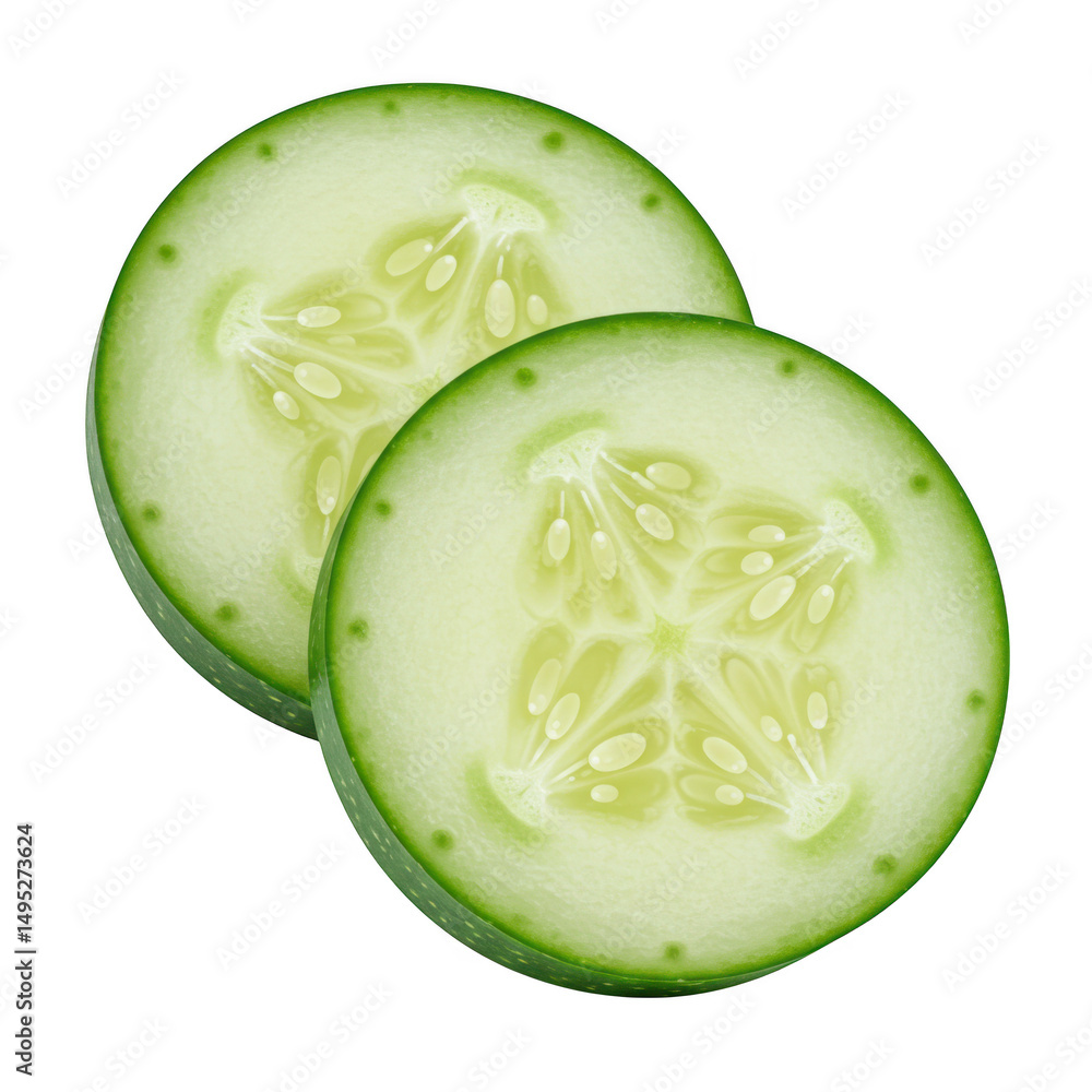 Poster two cucumber slices isolated on transparent background