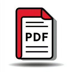 Modern Red PDF File Icon:  Clean Document Symbol for Website & App UI