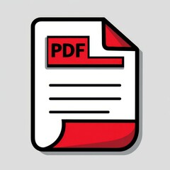 Modern Red PDF File Icon: Clean Document Symbol for Website & App UI
