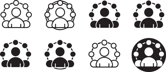 Network Icons Set Team Collaboration and Connection Symbols