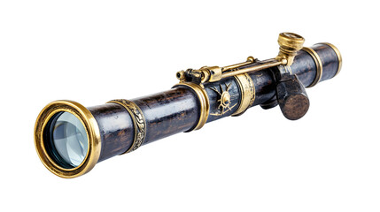 Captain's Spyglass Isolated on Transparent Background for Nautical and Exploration Concepts