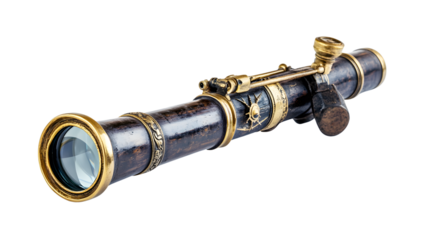 Captain's Spyglass Isolated on Transparent Background for Nautical and Exploration Concepts