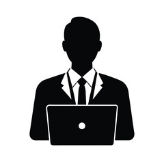 Businessman Working on Laptop Icon