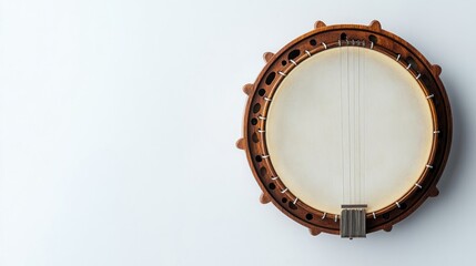 Banjo on white background, music instrument