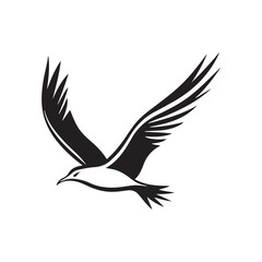 Vector illustration of flying bird with elegant and dynamic pose isolated on white background.