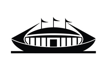 Abstract Black and White Boat Building Icon