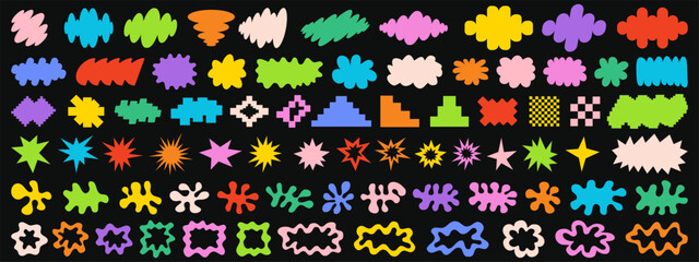 Set Of Organic Shapes Vector Design. Collection Of Groovy Hand-Drawn Doodle Elements. © t1m0n344
