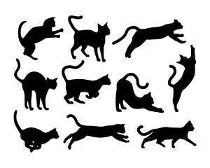 collection of cat silhouette illustrations