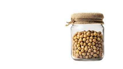 Chickpeas in Glass Jar on White Background for Culinary Designs