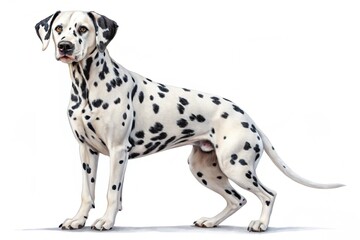 Majestic Dalmatian Dog Breed Elegant Pose Studio Shot White Background
