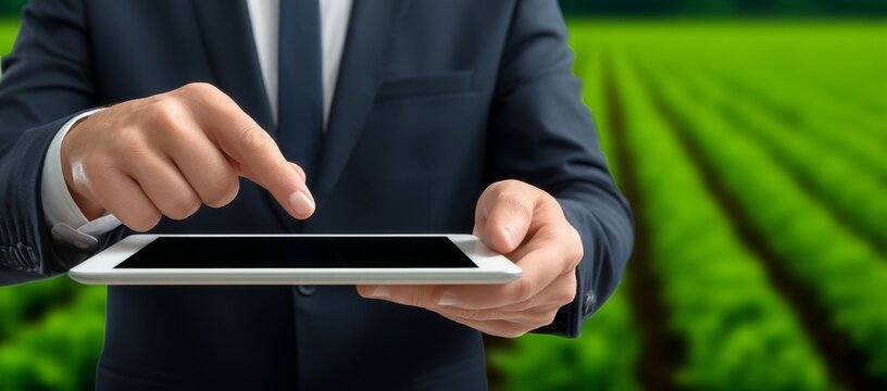 Intelligent young farmers utilize tablets to oversee their farms and leverage technology to decrease work time and enhance convenience, while also researching and marketing information online