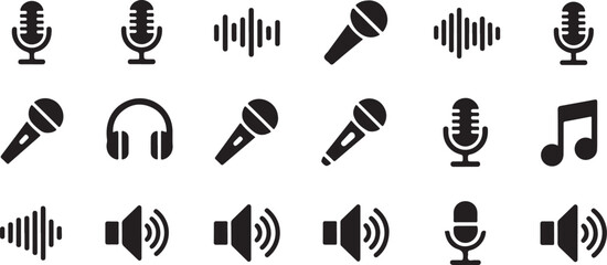 Collection of Black Audio and Music Icons