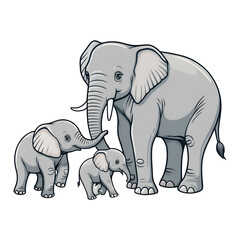 Fototapeta premium vector illustration of an elephant family