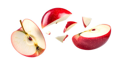 Isolated Falling Apple Slice on Transparency Background for Design Projects
