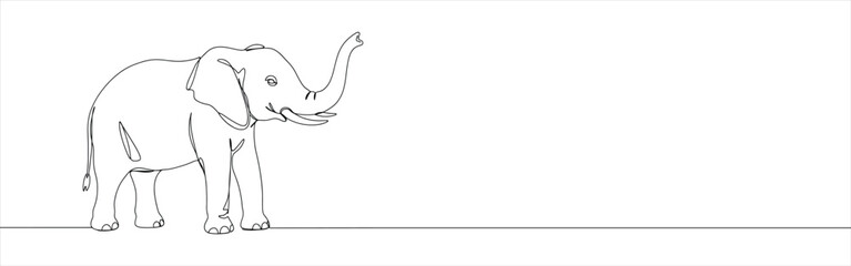 Elephant continuous one line drawing. Hand drawn animal.