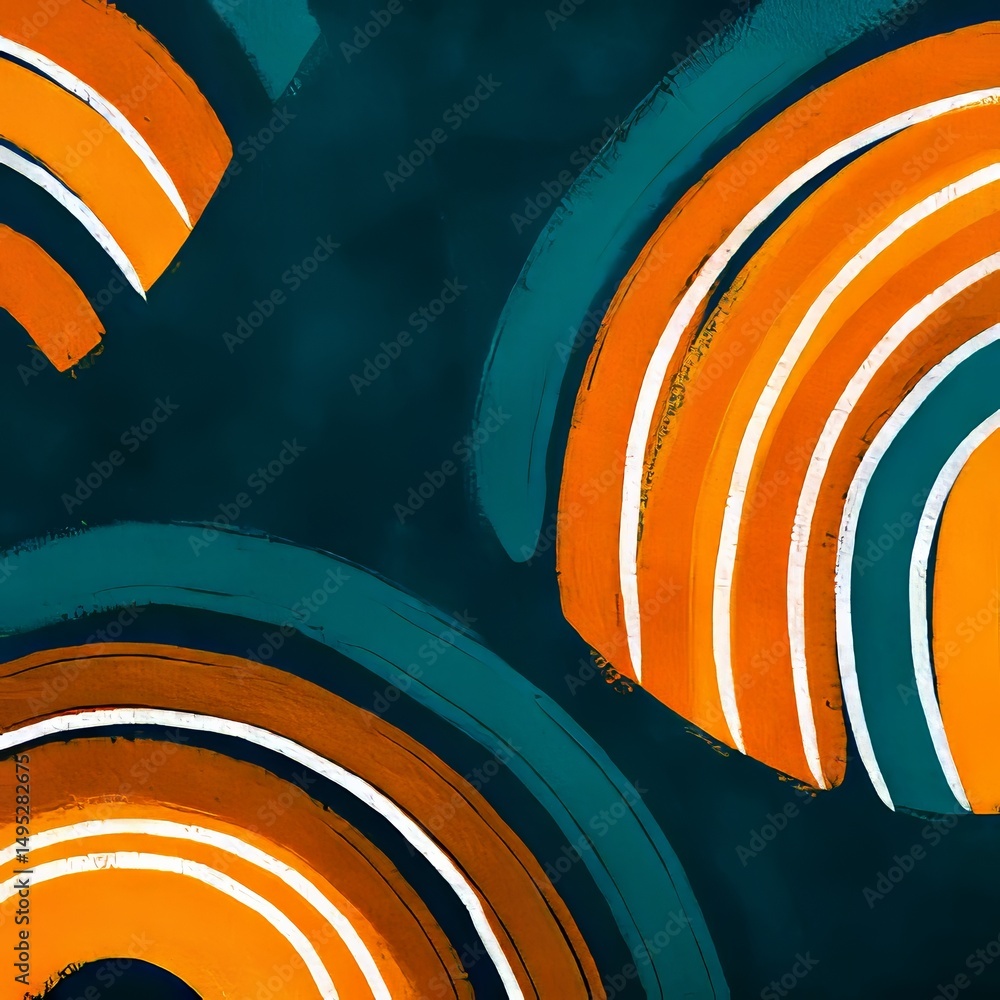 Poster abstract modern graphics are utilized to create artistic interpretations of retro futuristic themes