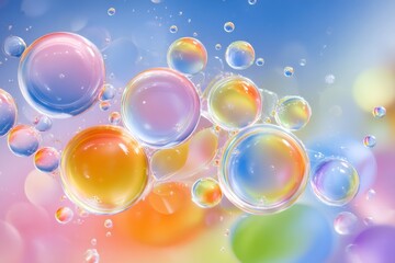 The soap foam structure is presented in extreme close-up, with the surface of the bubbles set against a green and blue cosmetic background that offers copy space for additional design elements