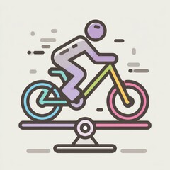 Finding the distance to a bike station marked by an RGB color icon, discovering the nearest location, and searching for a bike-sharing service, all illustrated in a simple modern drawing featuring a
