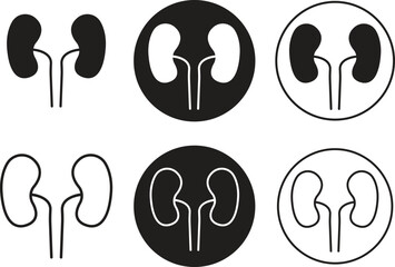 Set of Dialysis silhouette icons in trendy black flat and outline styles. Symbols use on website, mobile apps, logos and print media. Vectors illustration from medical and health care collection.