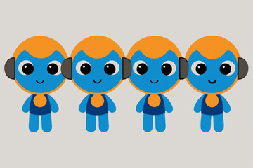 Obraz premium vector illustration of cartoon crowd