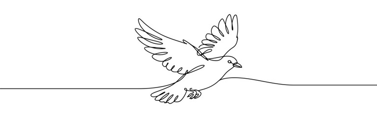 Bird flying continuous one line drawing. Bird symbol.
