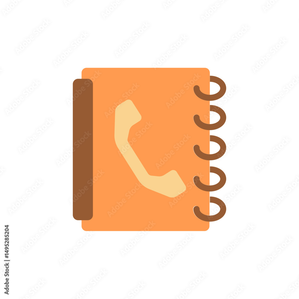 Poster stylized contact notebook with telephone receiver symbol for directory icon