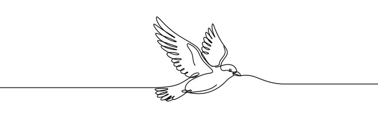 Bird flying continuous one line drawing. Bird symbol.