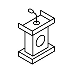A premium isometric style icon of rostrum podium